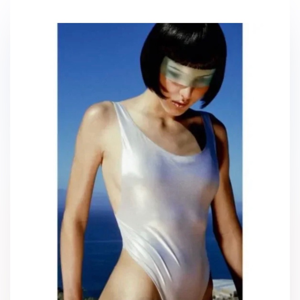 Zara nwt silver metallic swim suit